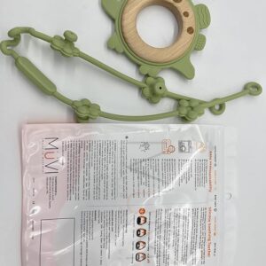 Pack mordedor aro bebé MÜVI con correa, silicona segura sin BPA, alivio para encías y estimulación sensorial