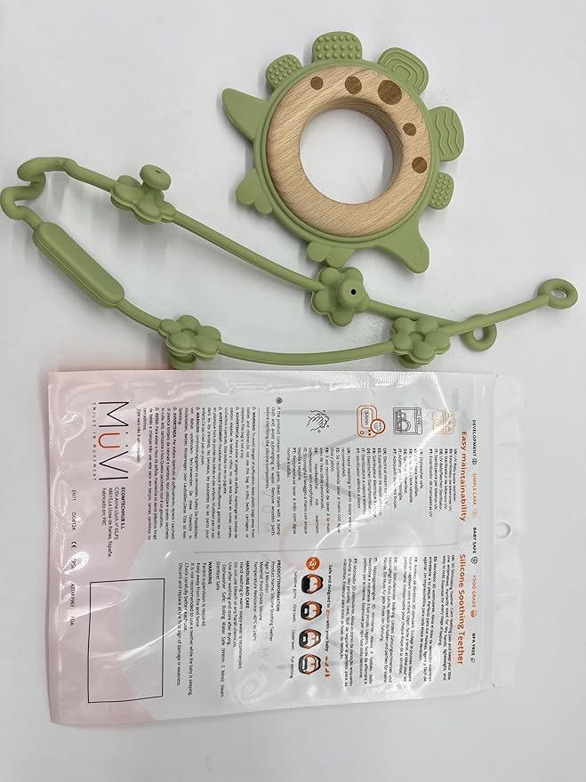 Pack mordedor aro bebé MÜVI con correa, silicona segura sin BPA, alivio para encías y estimulación sensorial
