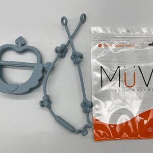 Pack mordedor bebé corazón de silicona orgánica en color rosa pastel sobre fondo blanco.